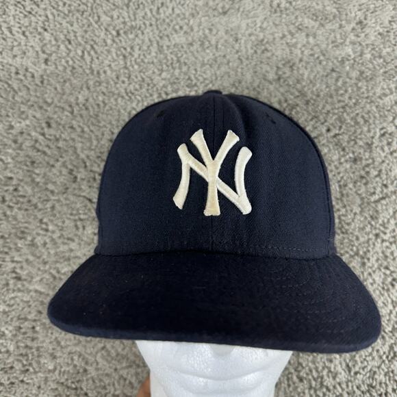VTG New York Yankees New Era Hat Mens 7 1/2 Blue Fitted Baseball Cap 00s USA - Picture 3 of 11
